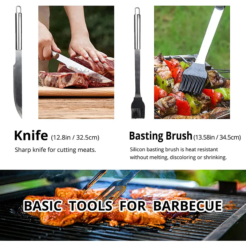9pcs BBQ Utensil Set Professional Barbecue Accessories Grill Tool